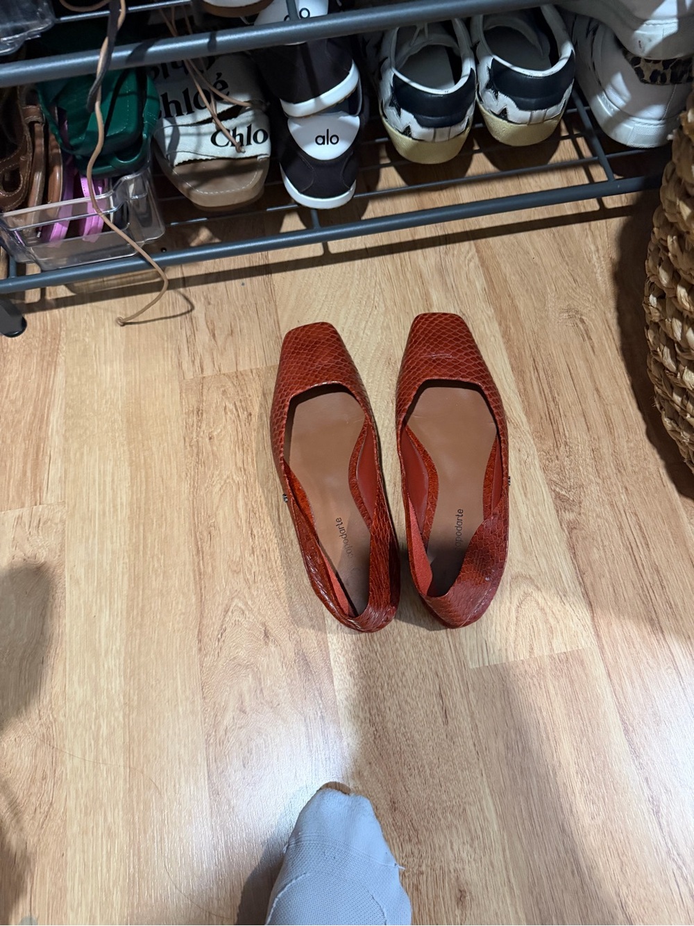 Women’s Rust Red Textured Square-Toe Sandals - Picture 2 of 3